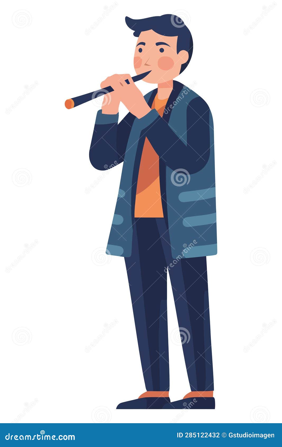 Man Playing Flute in Modern Silhouette Stock Vector Illustration of