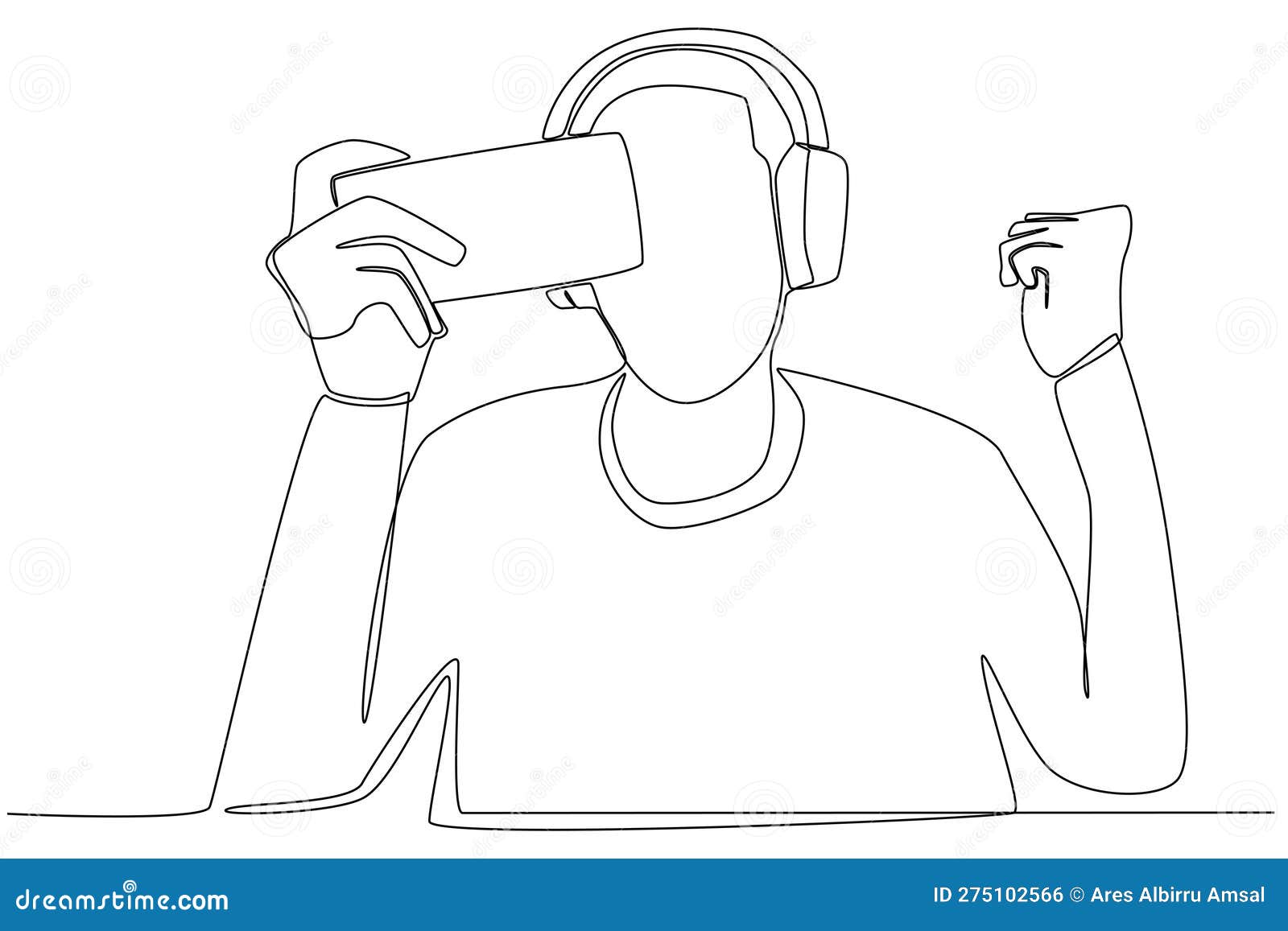 A Man Playing Online Games on a Smartphone Stock Vector