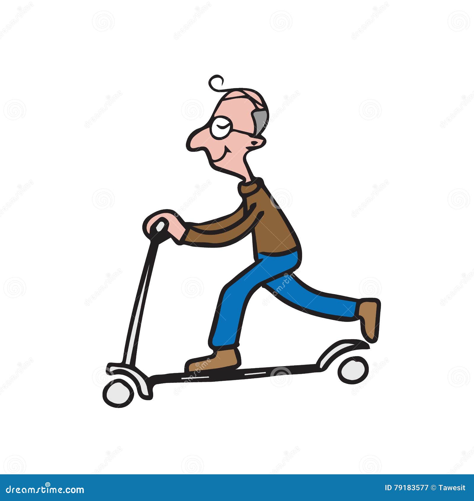 Man Playing Scooter Cartoon Drawing 2 Stock Vector Illustration of
