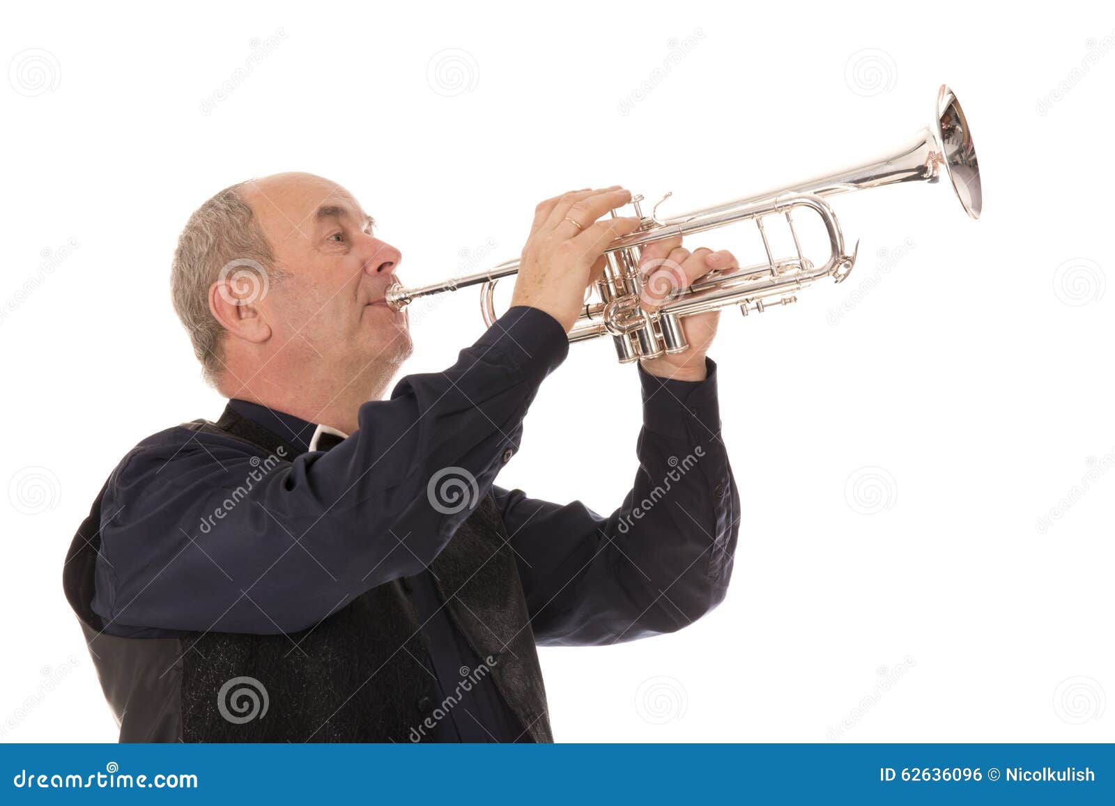 Man Playing Trumpet on a White Stock Photo Image of player, horn