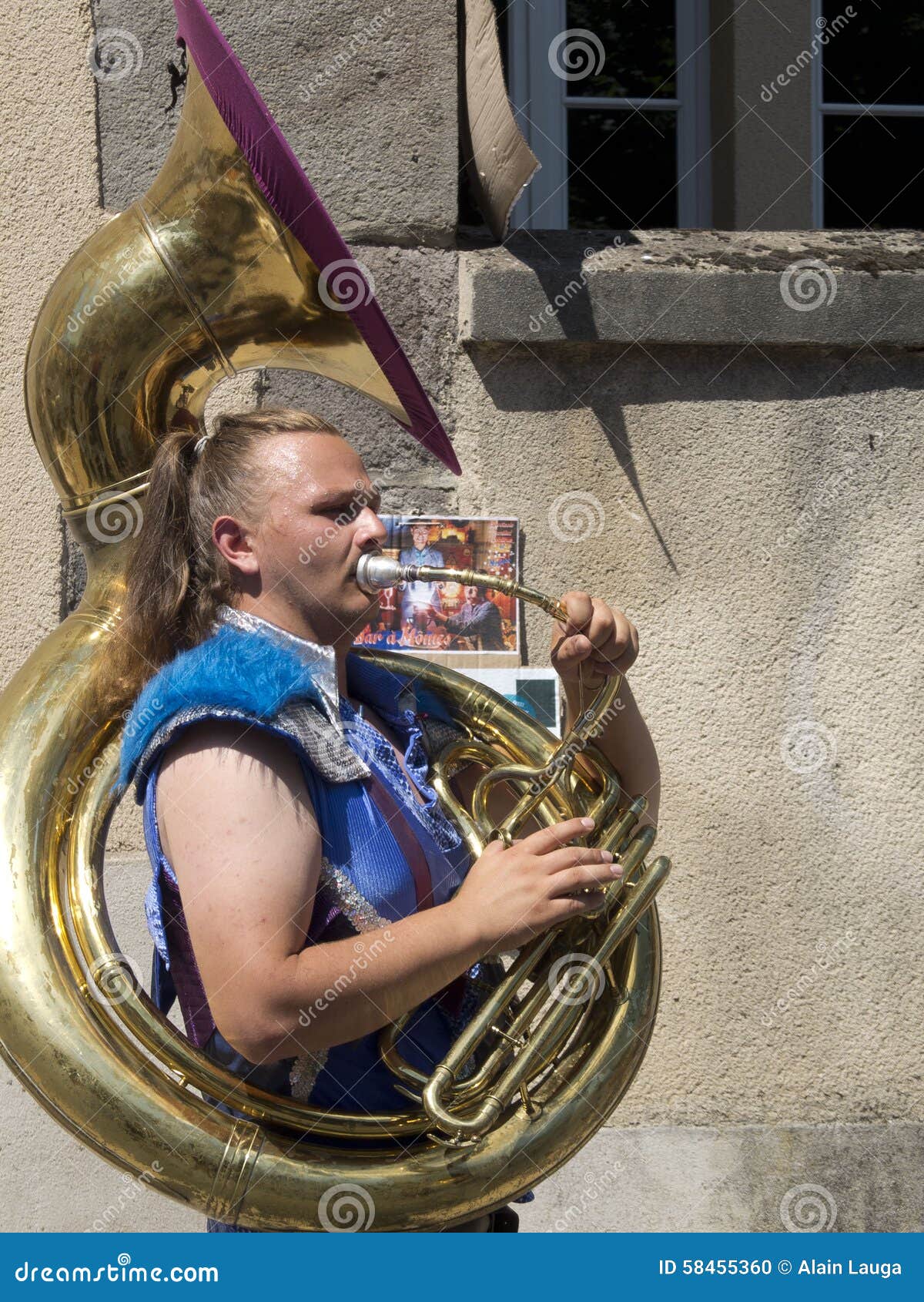 Man Playing the Tuba in the Street. Editorial Image - Image of