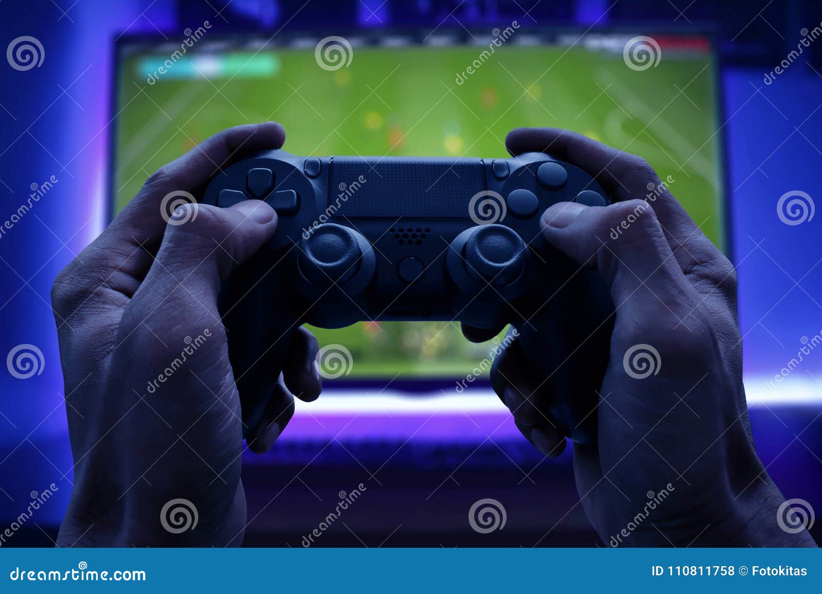 Man Playing Video Game at Night Stock Photo Image of console, addict 110811758
