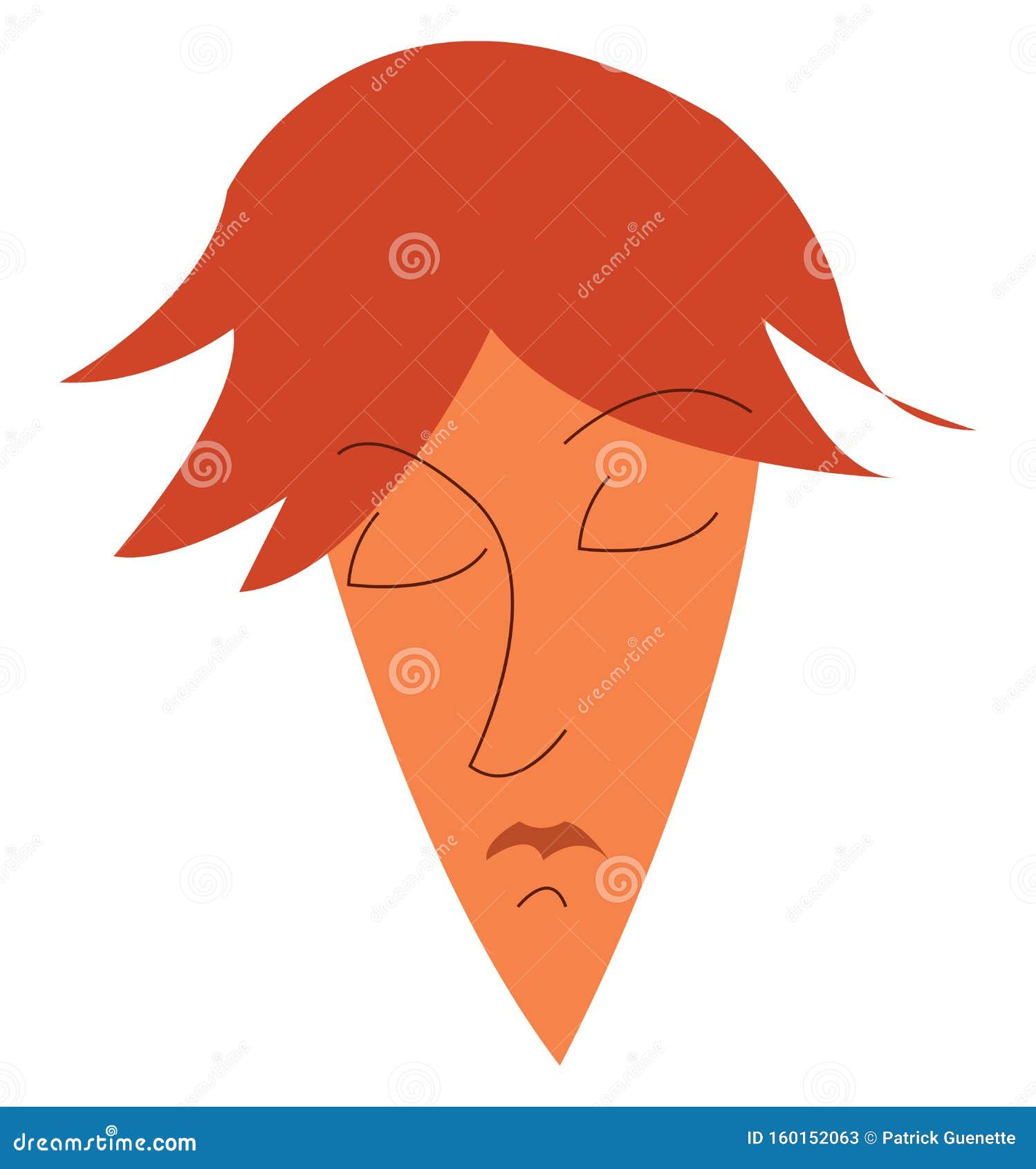 Man with Pointed Chin Vector or Color Illustration Stock Vector