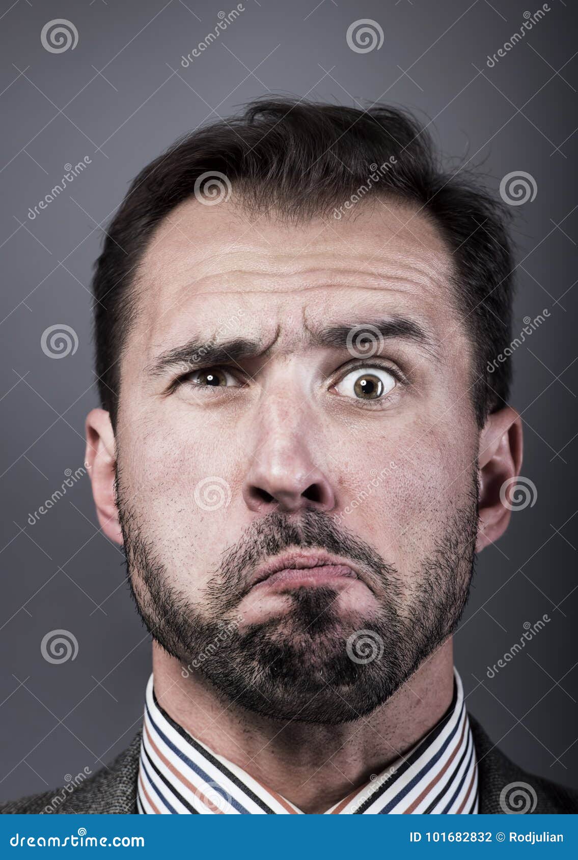 Man Portrait with a Strange Expression Stock Photo - Image of facial ...