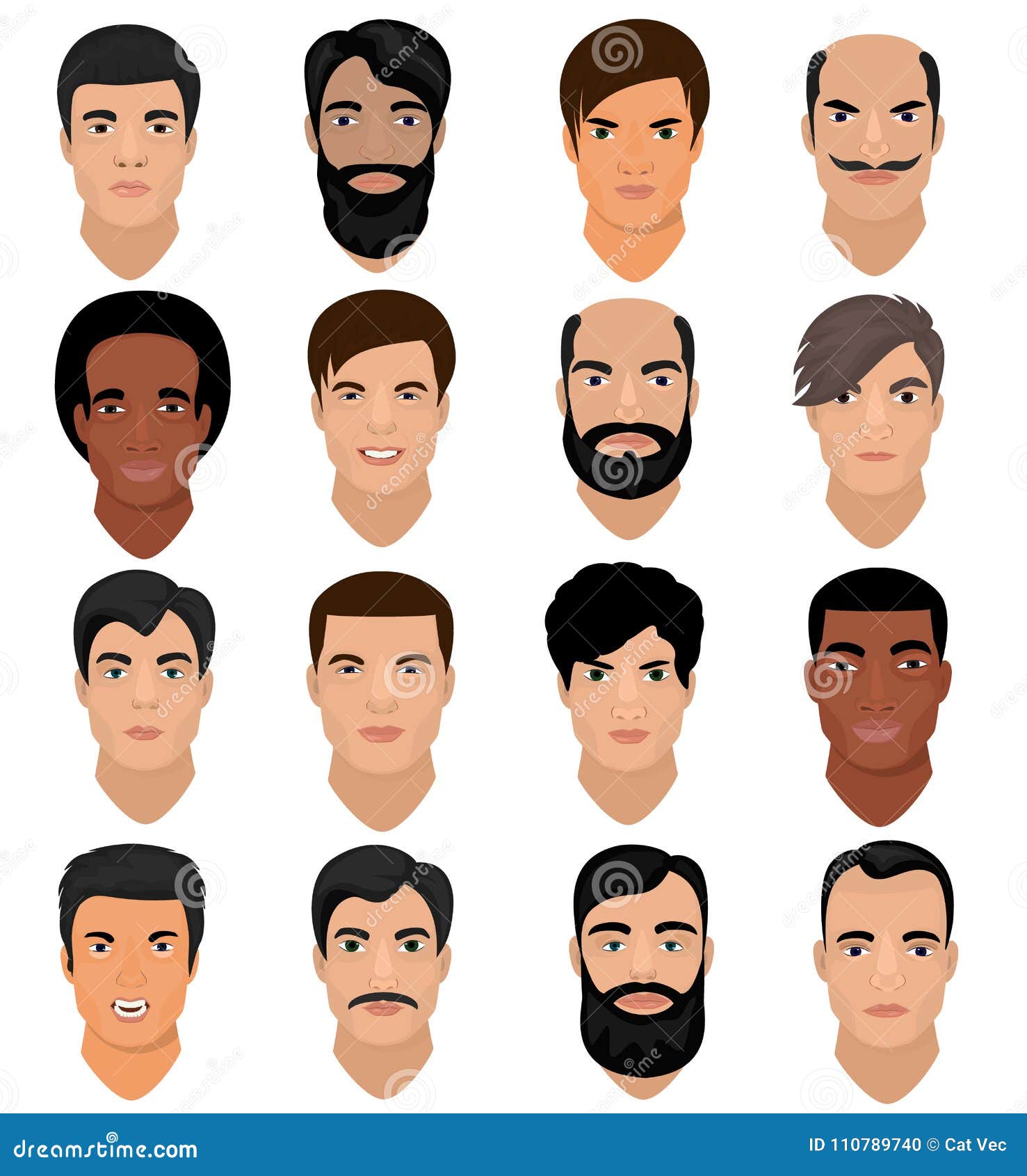 Man Portrait Vector Male Character Face of Boy with Hairstyle and Cartoon  Manlike Person with Various Skin Tone and Stock Vector - Illustration of  businessman, brunette: 110789740
