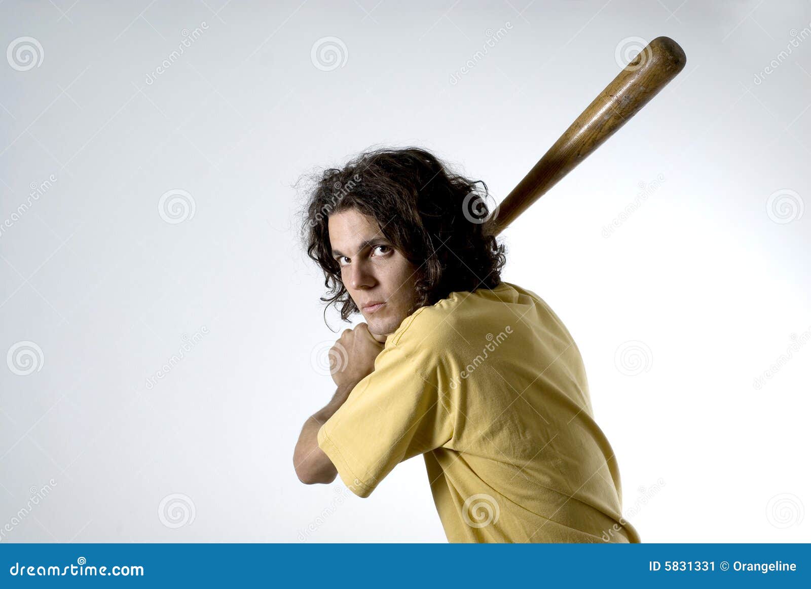 Man Posing With Baseball Bat Horizontal Stock Image Image 5831331