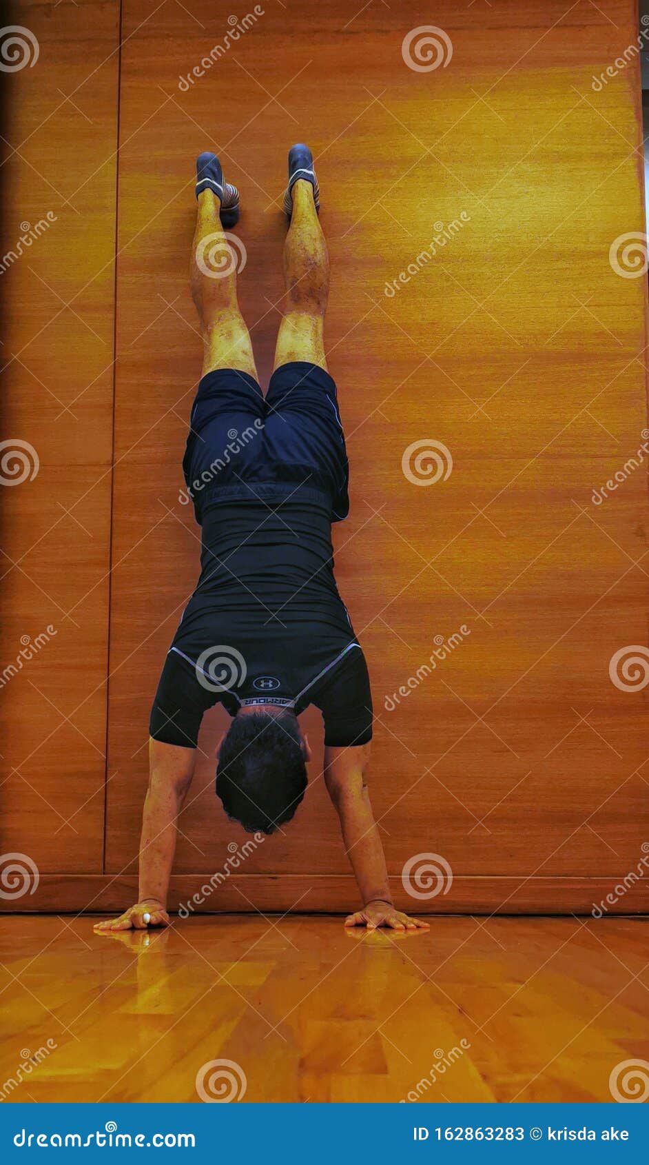 man practiced yoga exercise flexible balance
