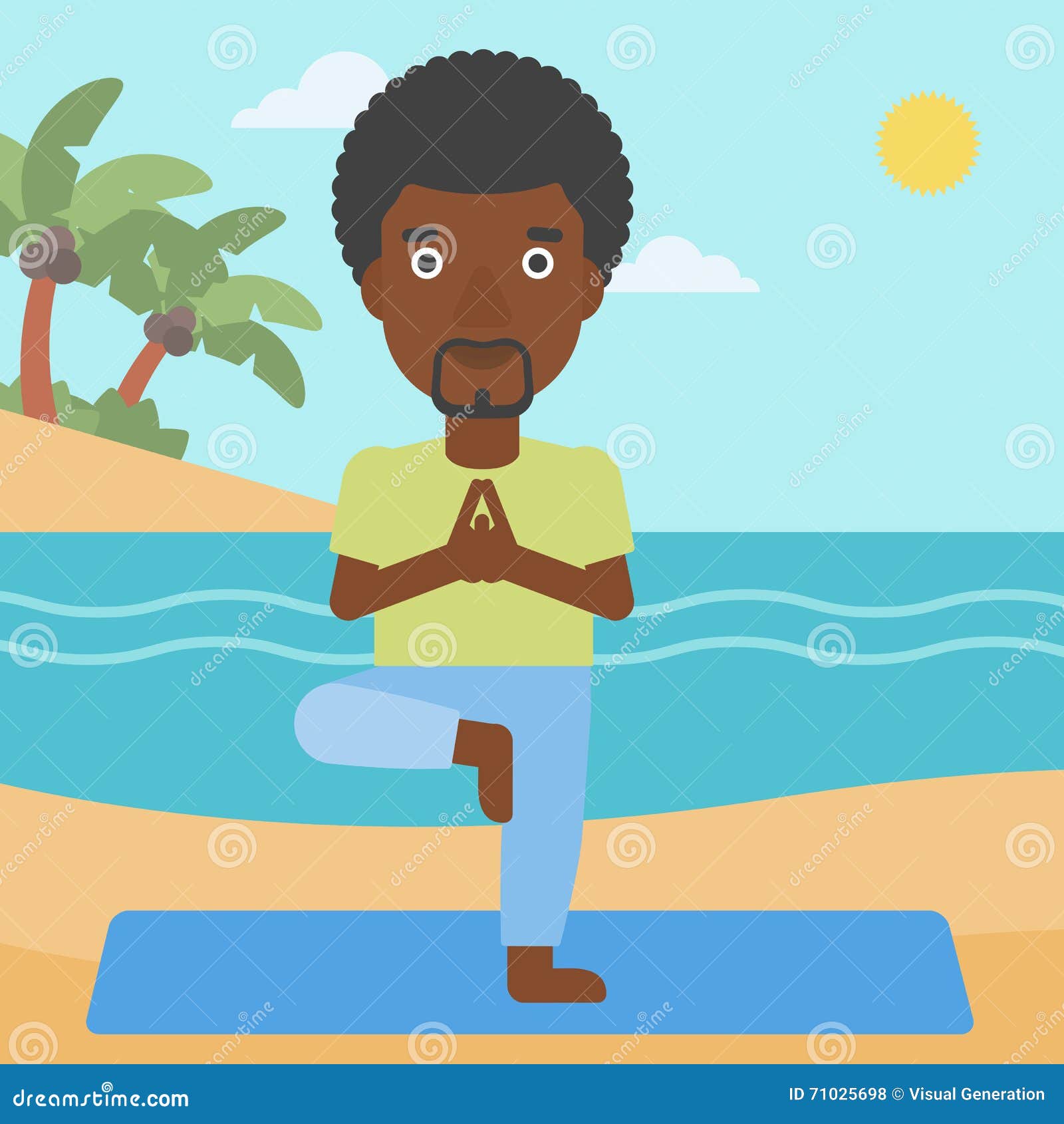 Man practicing yoga. stock vector. Illustration of flexibility - 71025698