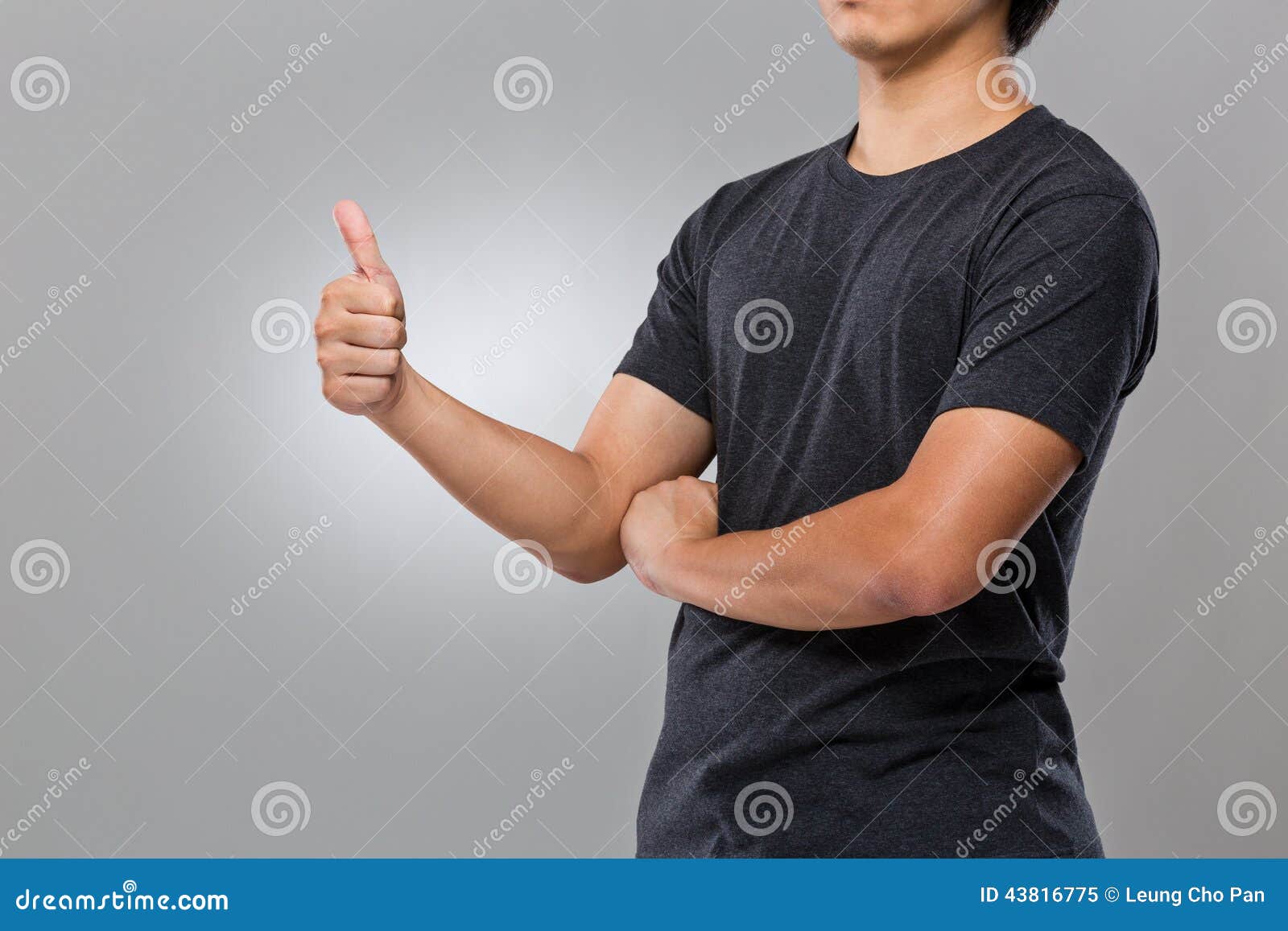 Man with prefect sign with gray background