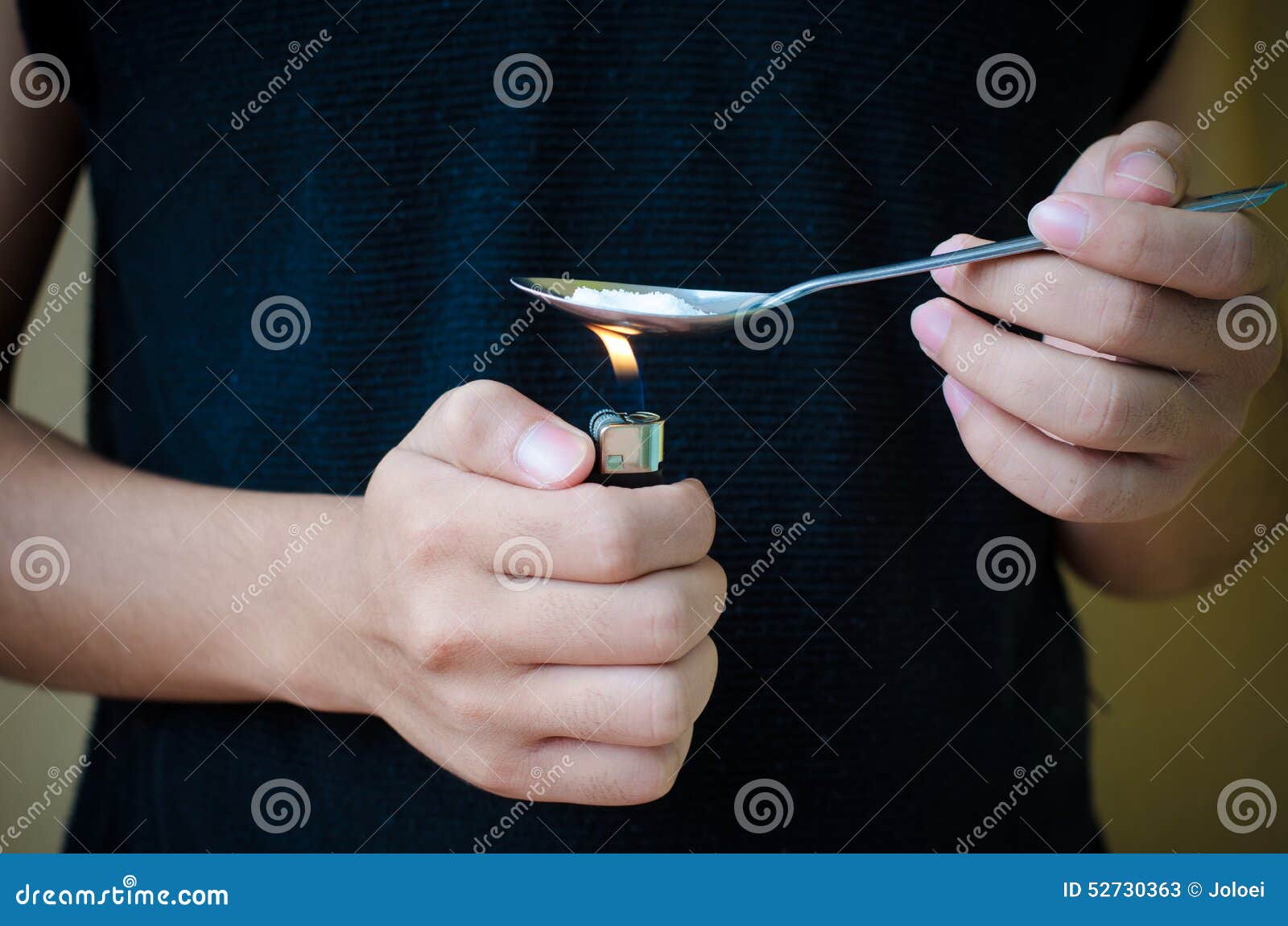 Man prepares drug in spoon stock image. Image of hand 52730363
