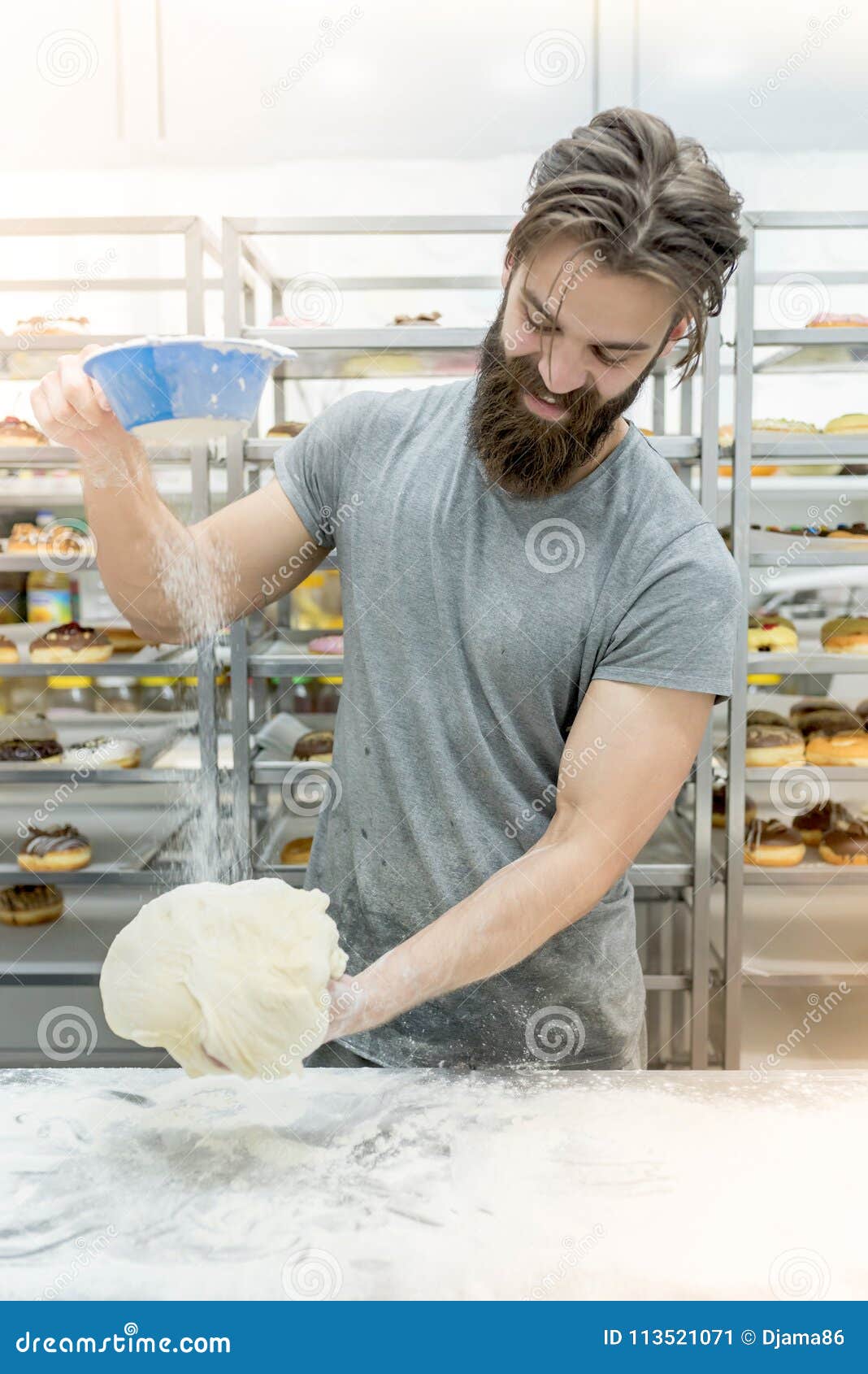 Man preparing dough stock image. Image of food, caucasian 113521071
