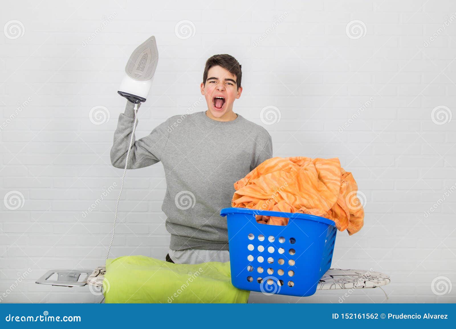 Man with Problems Ironing Clothes Stock Photo Image of cumbersome