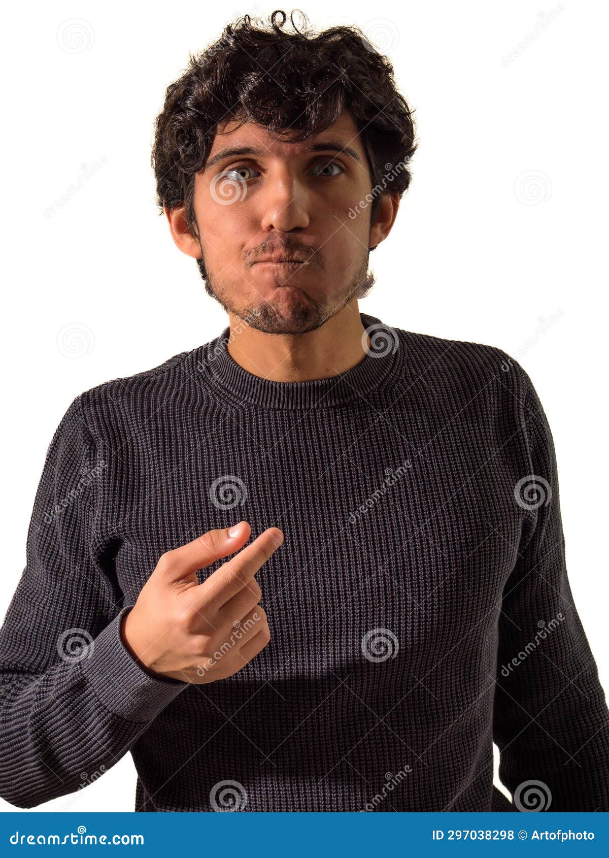 A Man Pulling a Hilarious Expression while Gargling Mouthwash Stock