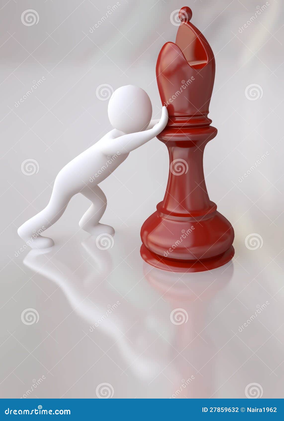 Man Pushing the Red Chess Bishop Stock Illustration - Illustration of ...