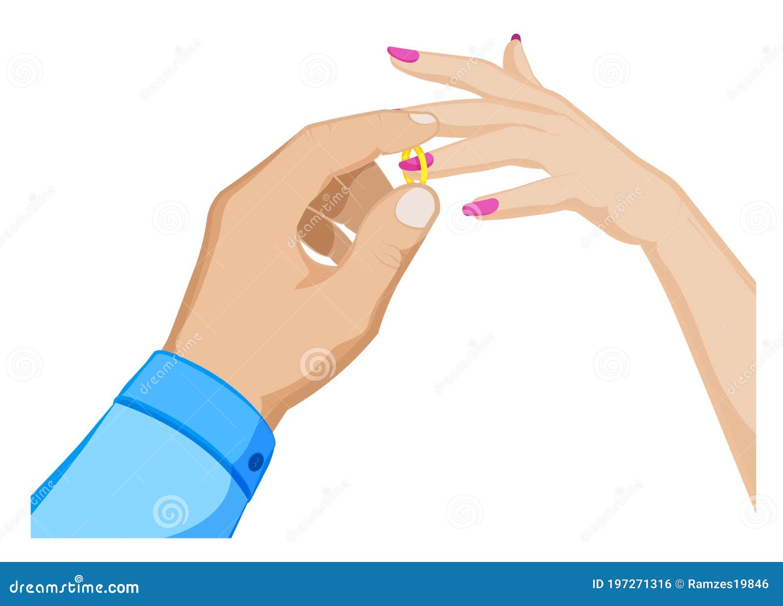Premium Vector | Man puts a wedding ring on a womans finger marriage family  wedding ceremony cartoon vector on white background