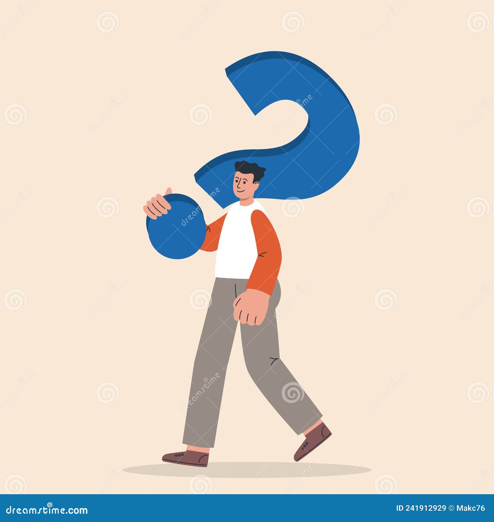 Man with a Question Mark. Hard Question with No Answer or Solution