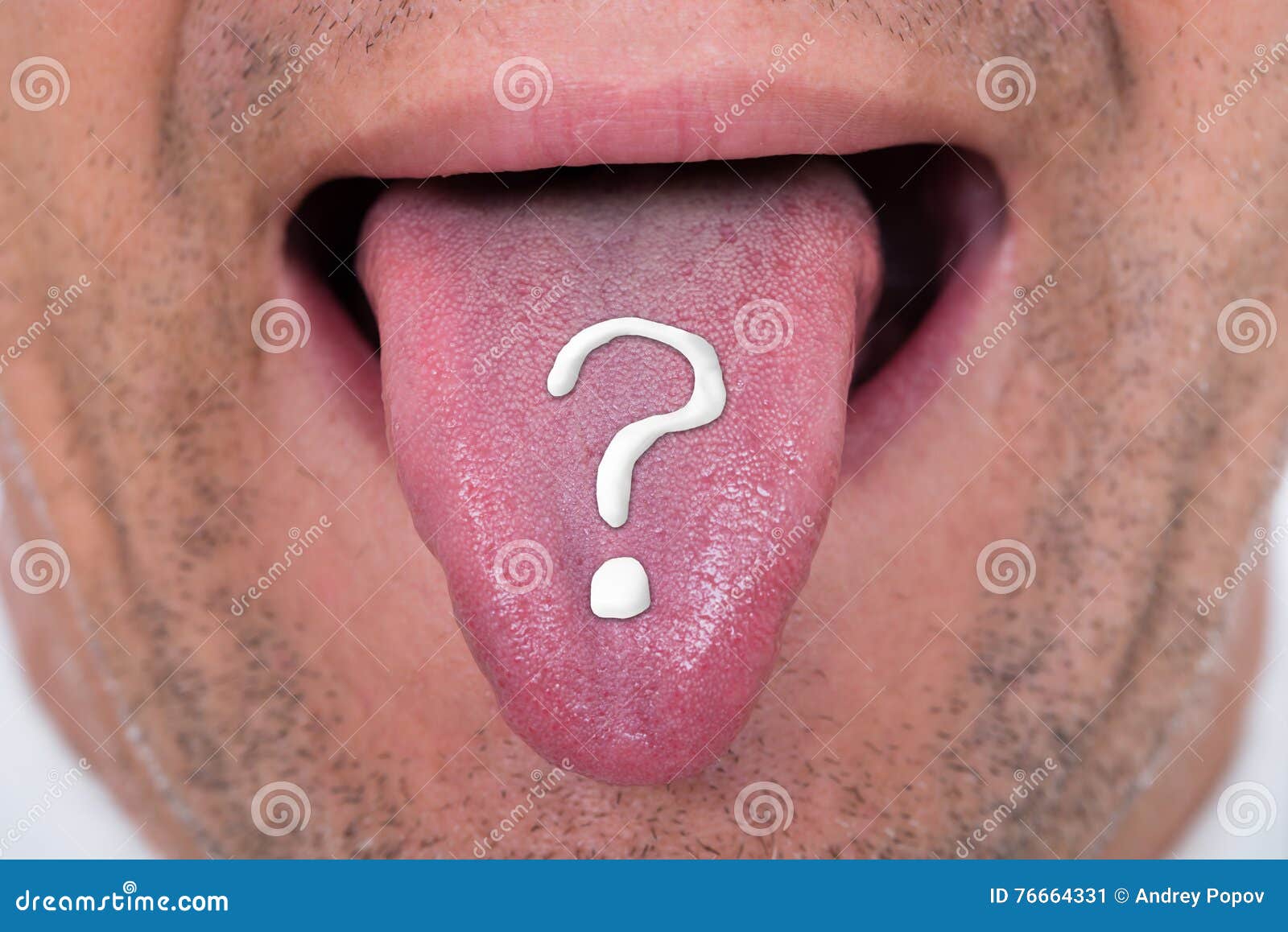 Man with Question Mark on Tongue Stock Image Image of indoors, person