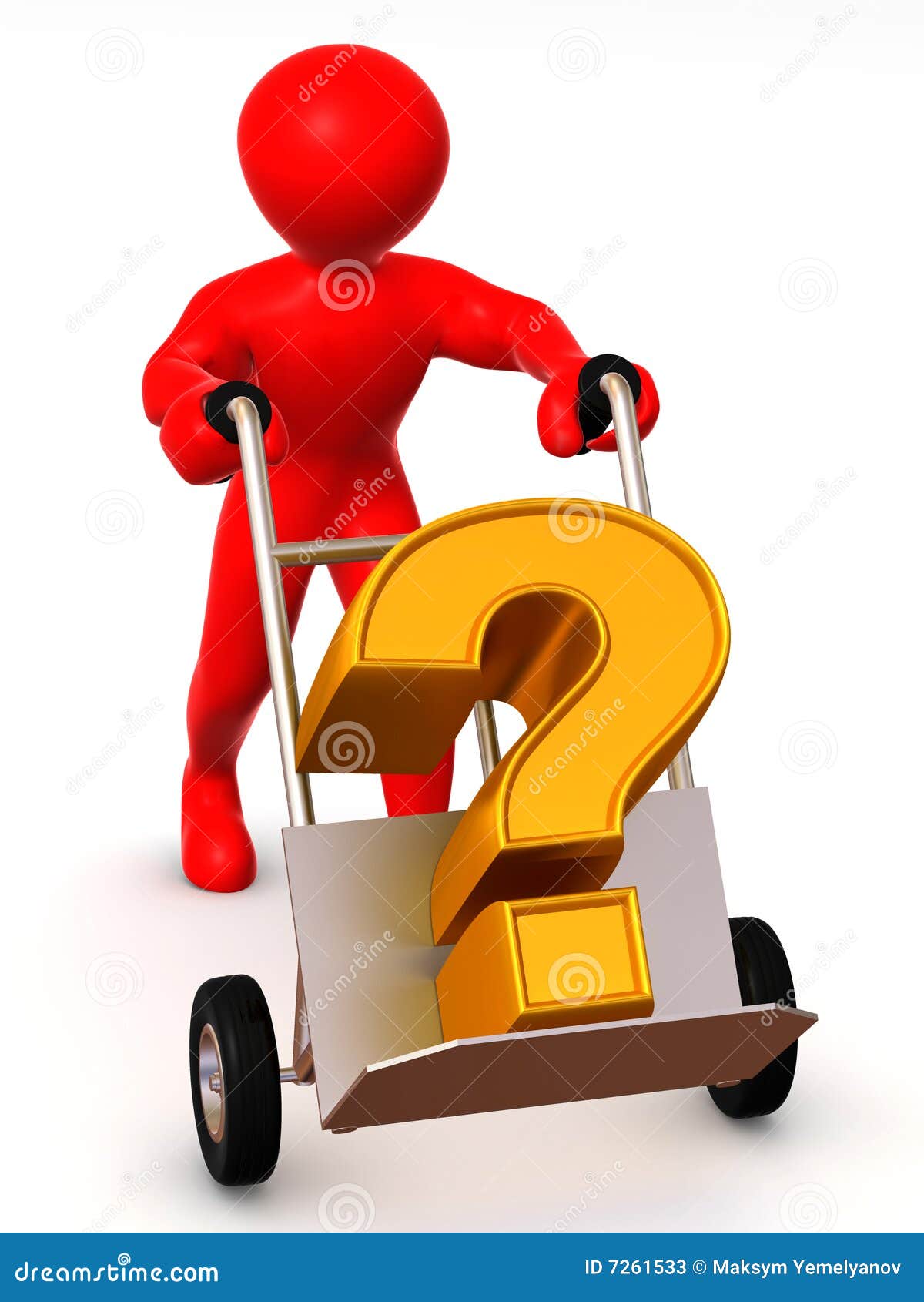 Man with question on truck stock illustration. Illustration of