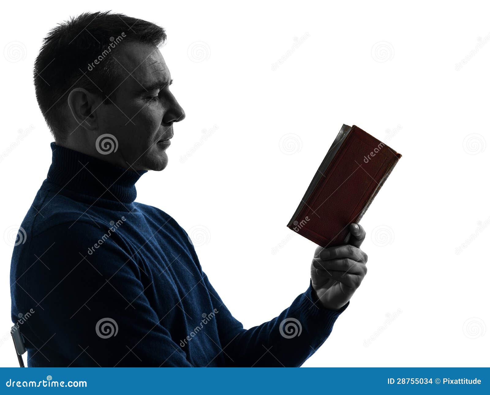 Man Reading Book Silhouette Portrait Stock Images Image