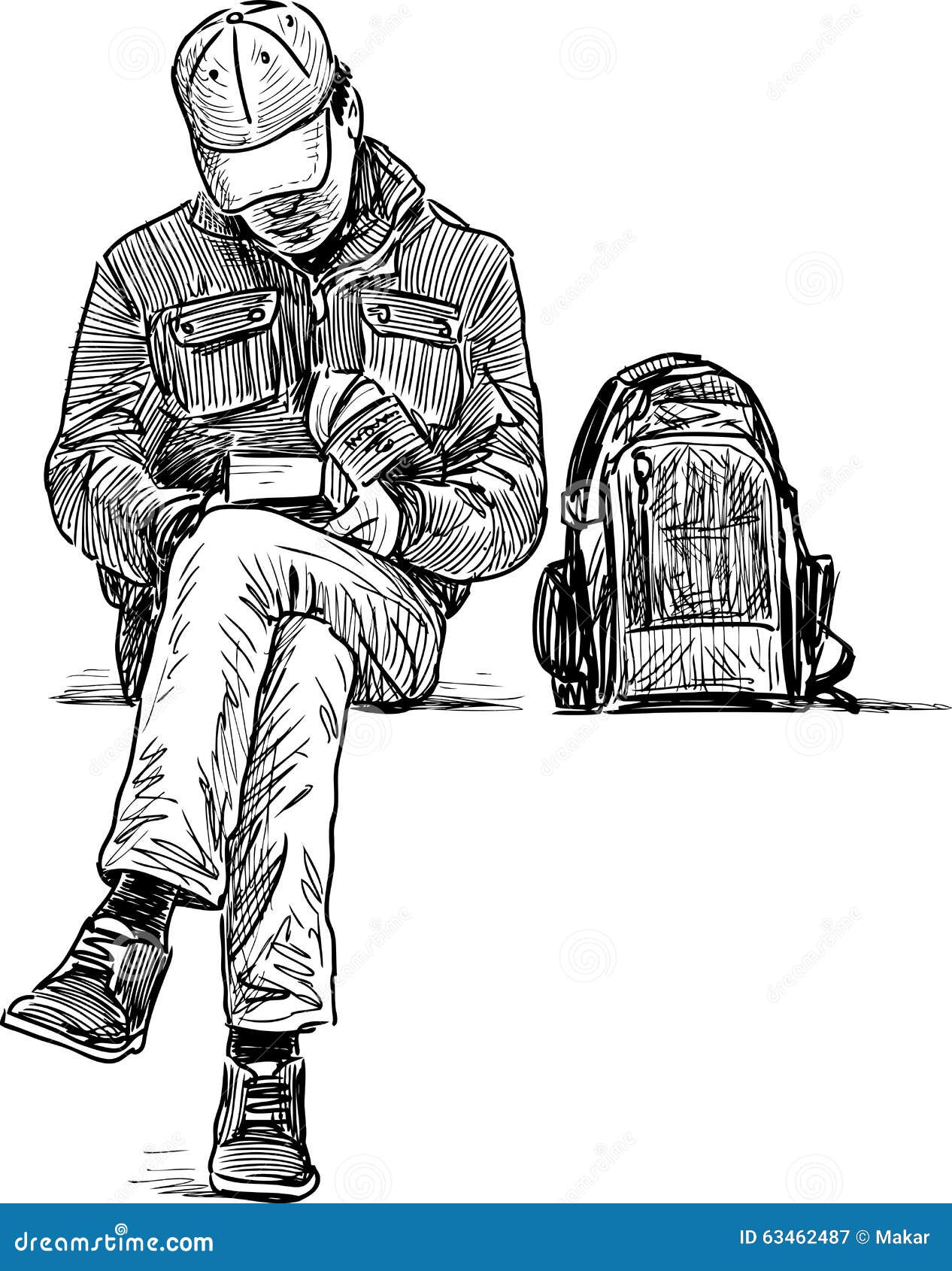 Man reading a book stock vector. Illustration of life - 63462487