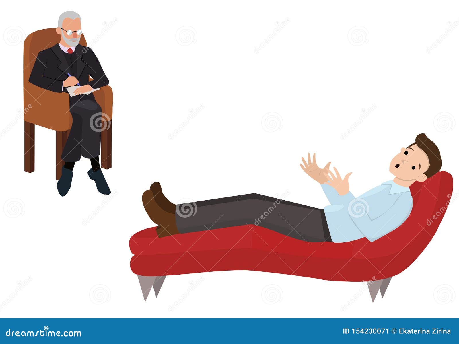 A Man at a Reception at the Psychologist. the Man is Lying on the Sofa