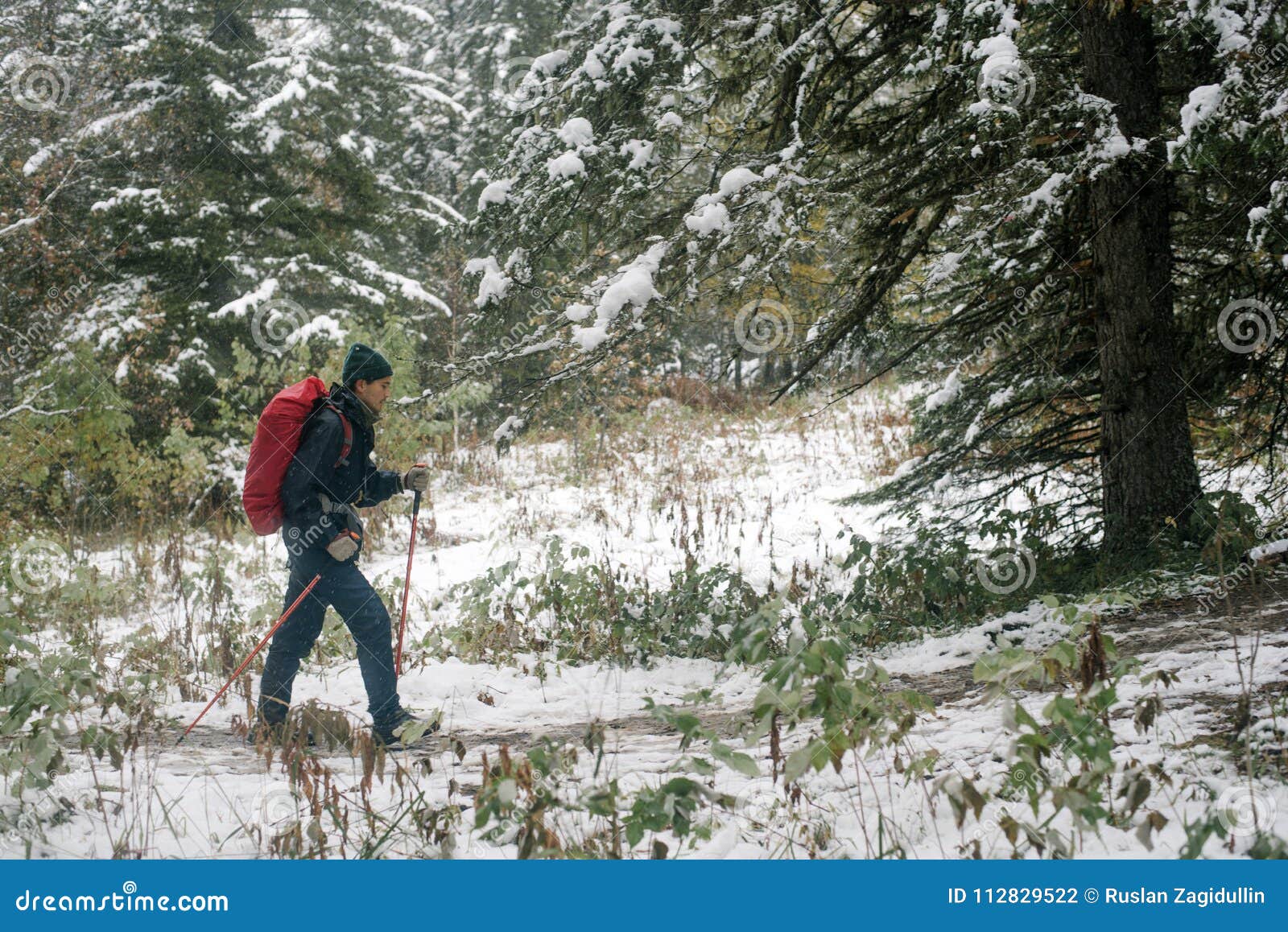 The Man with the Red Backpack Stock Photo Image of health, activity