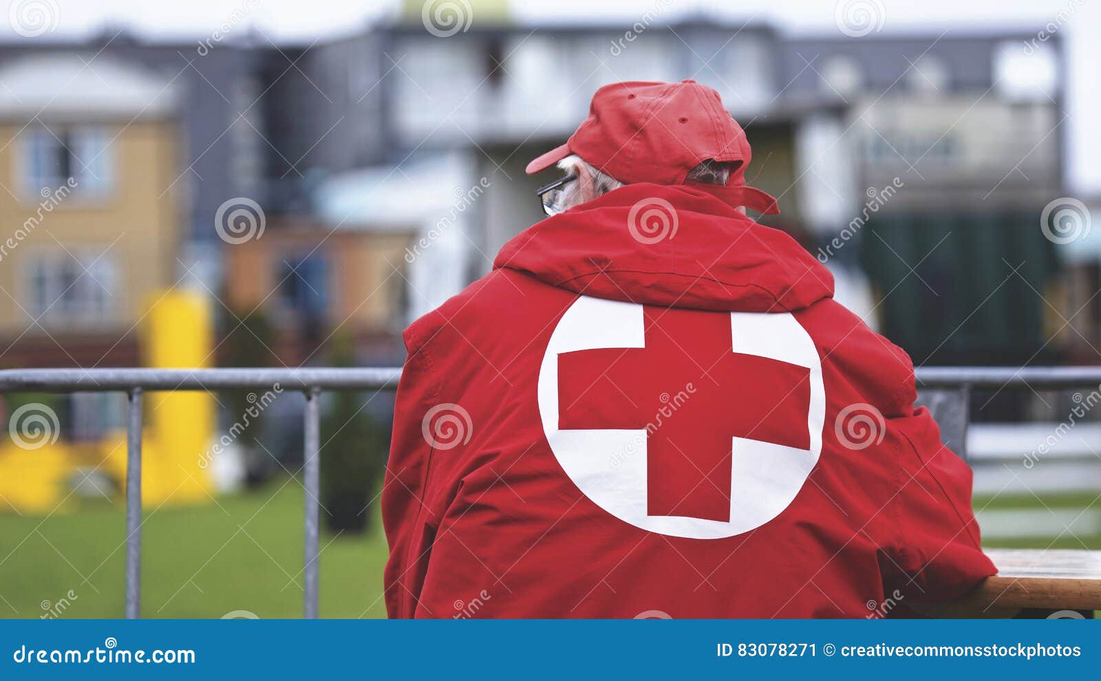 Free Public Domain CC0 Image Man In Red Cross Jacket Picture. Image