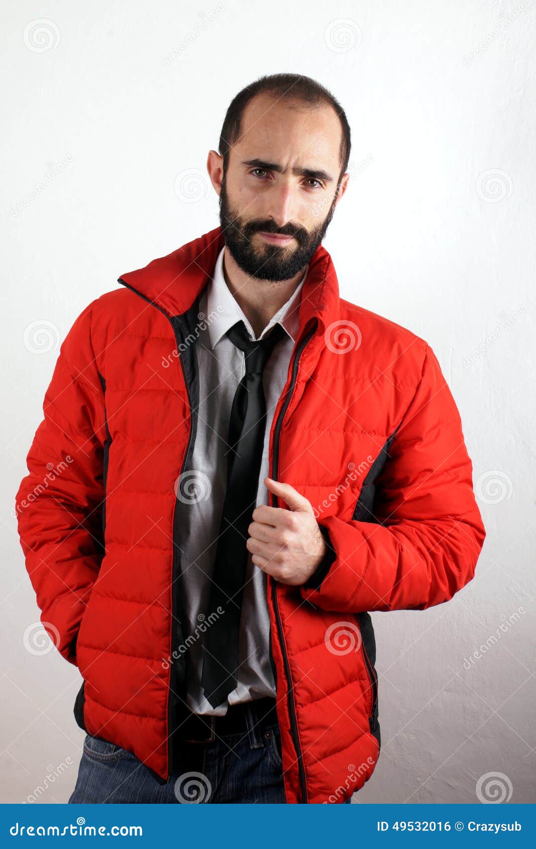 Man with red jacket stock photo. Image of copy, casual 49532016