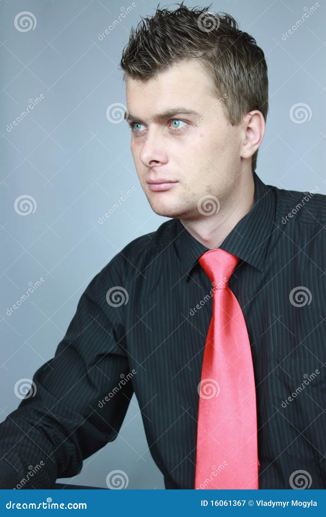 Man in a red tie stock image. Image of grey, hurry, blazer - 16061367