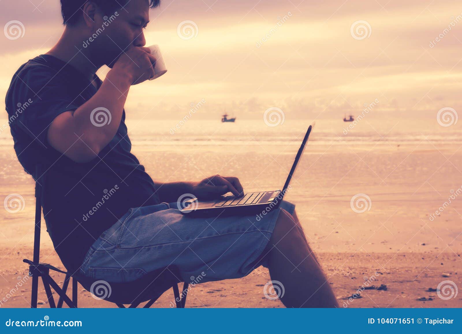 A Man Relaxing on the Beach Stock Image - Image of shadow, style: 104071651