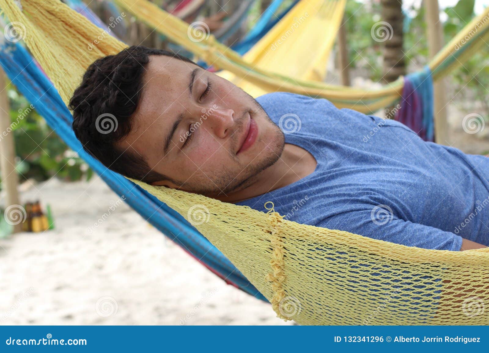 Man Relaxing in Large Hammock Area Stock Photo Image of peaceful