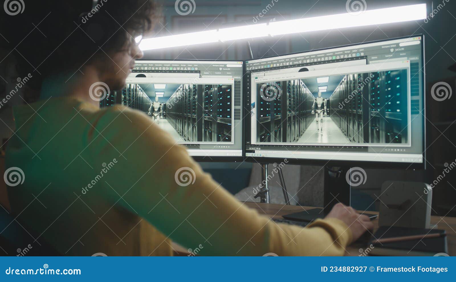 Man Rendering 3D Animation on Computer Stock Image - Image of employed,  freelance: 234882927