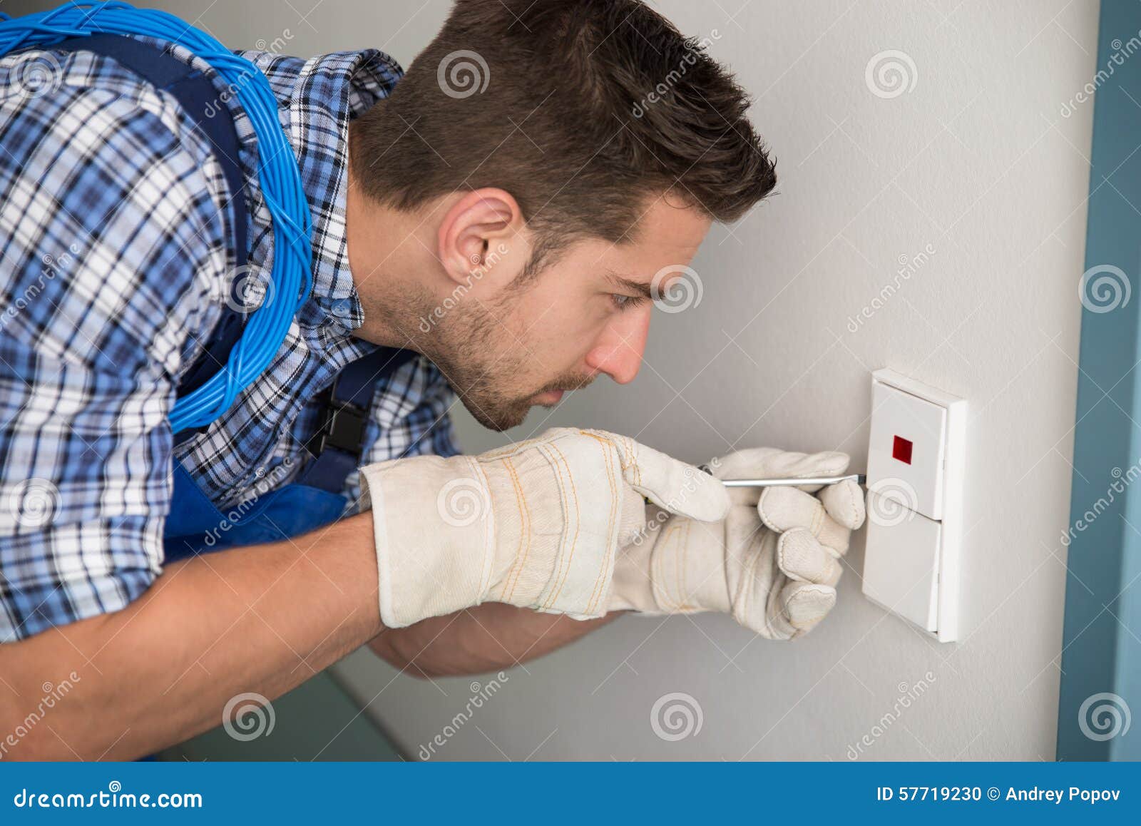 Man Repairing Light Switch at Home Stock Photo Image of repair