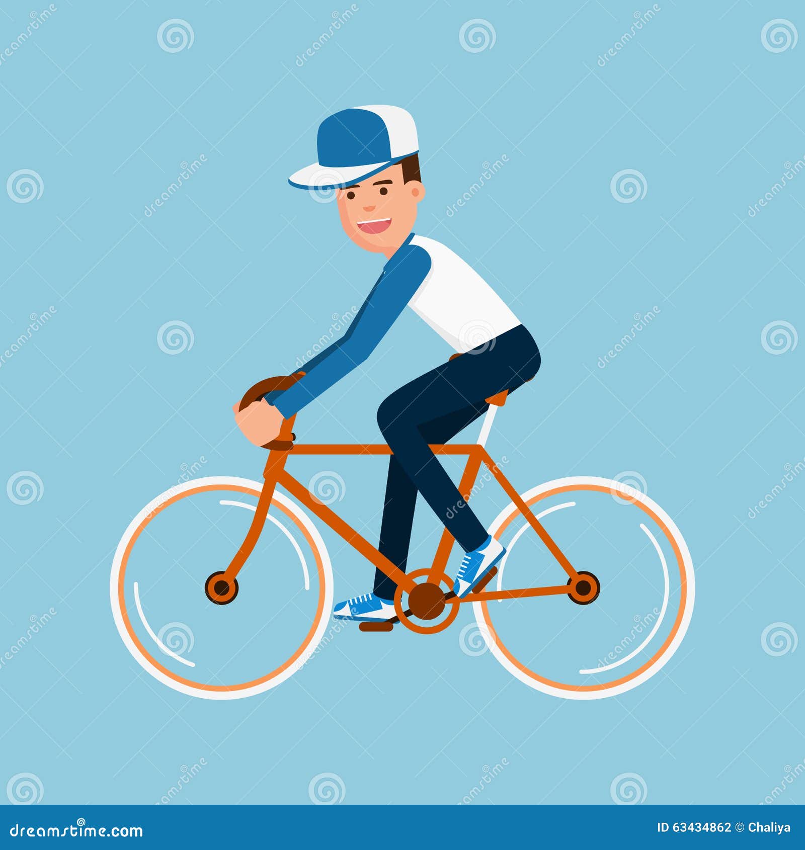 Man Riding Bicycle, Character Design. Stock Vector Illustration of