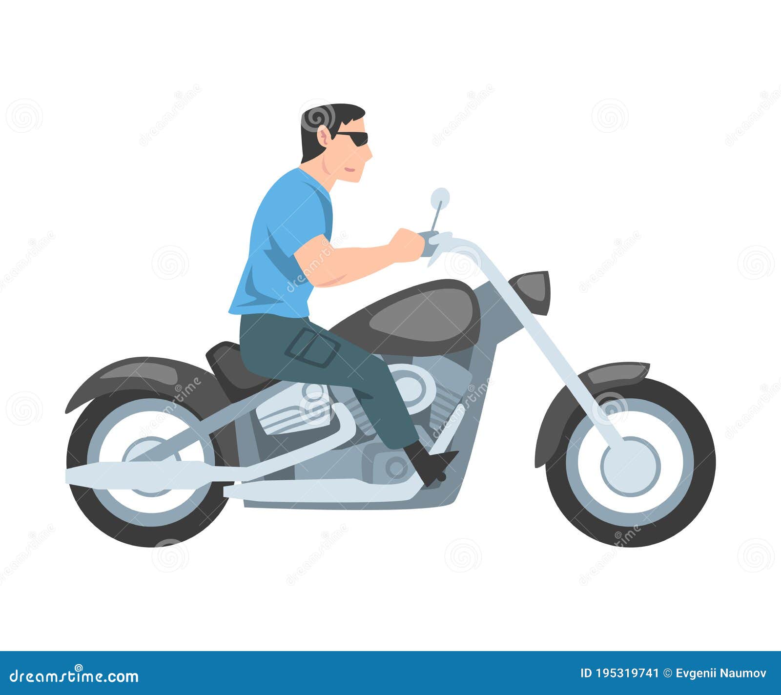 Man Riding Motorcycle, Side View of Male Biker Character Driving Motorbike  Cartoon Style Vector Illustration Stock Vector - Illustration of racer,  cycle: 195319741