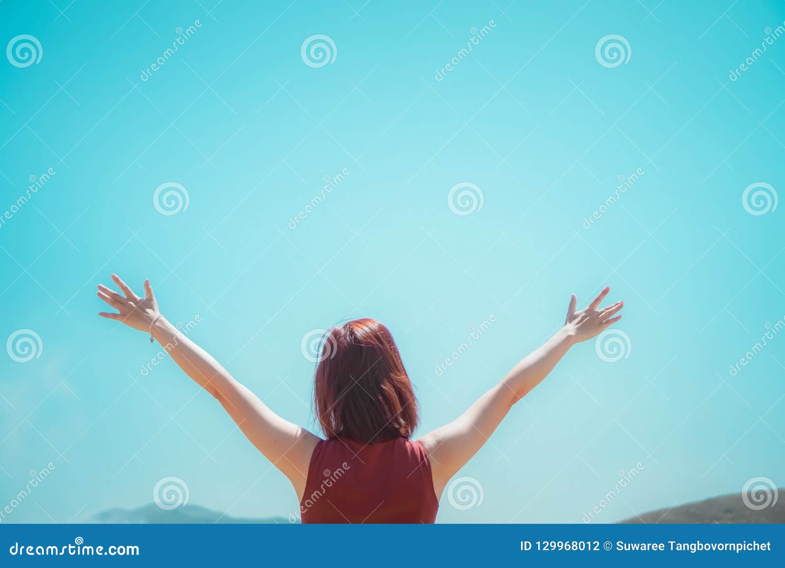 Man Rise Hands Up To Sky Freedom Concept. Stock Photo - Image of male