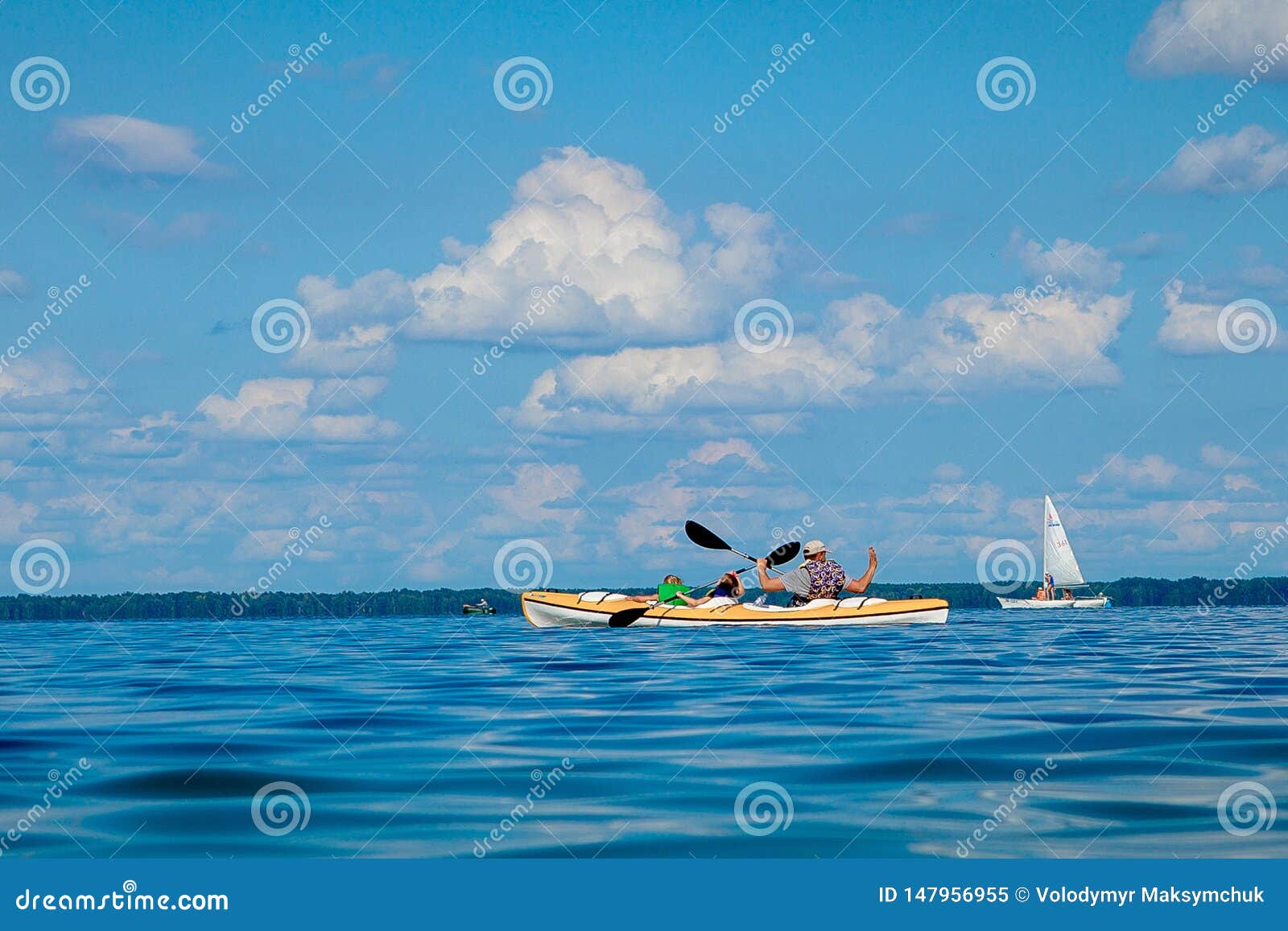 A Man are Rowing Kayak Boat in the Sea Stock Image Image of outdoors