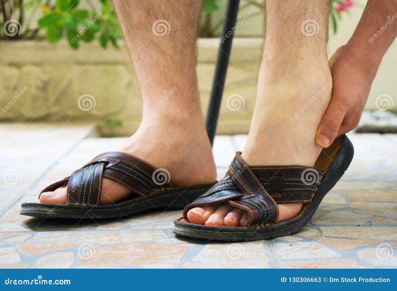 Man Rubbing His Feet Stock Image Image Of Massage 130306663