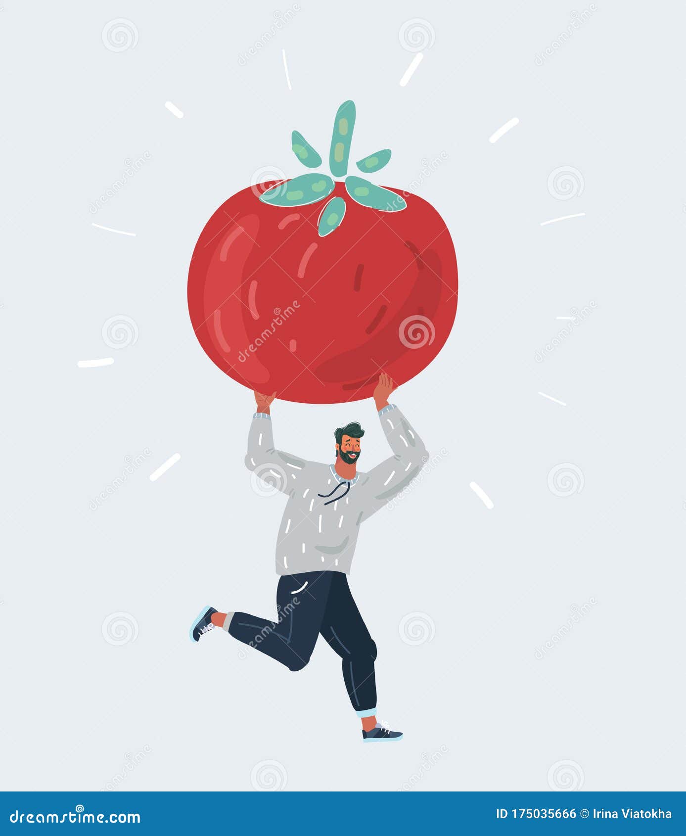 Man Run with Big Giant Tomato in His Hands on White Stock Vector -  Illustration of farming, adult: 175035666