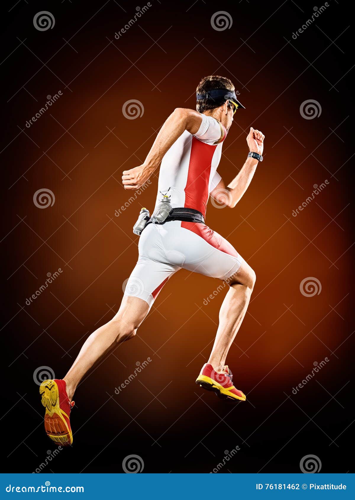 Man Runner Running Triathlon Ironman Isolated Stock Photo Image of sports, practicing 76181462