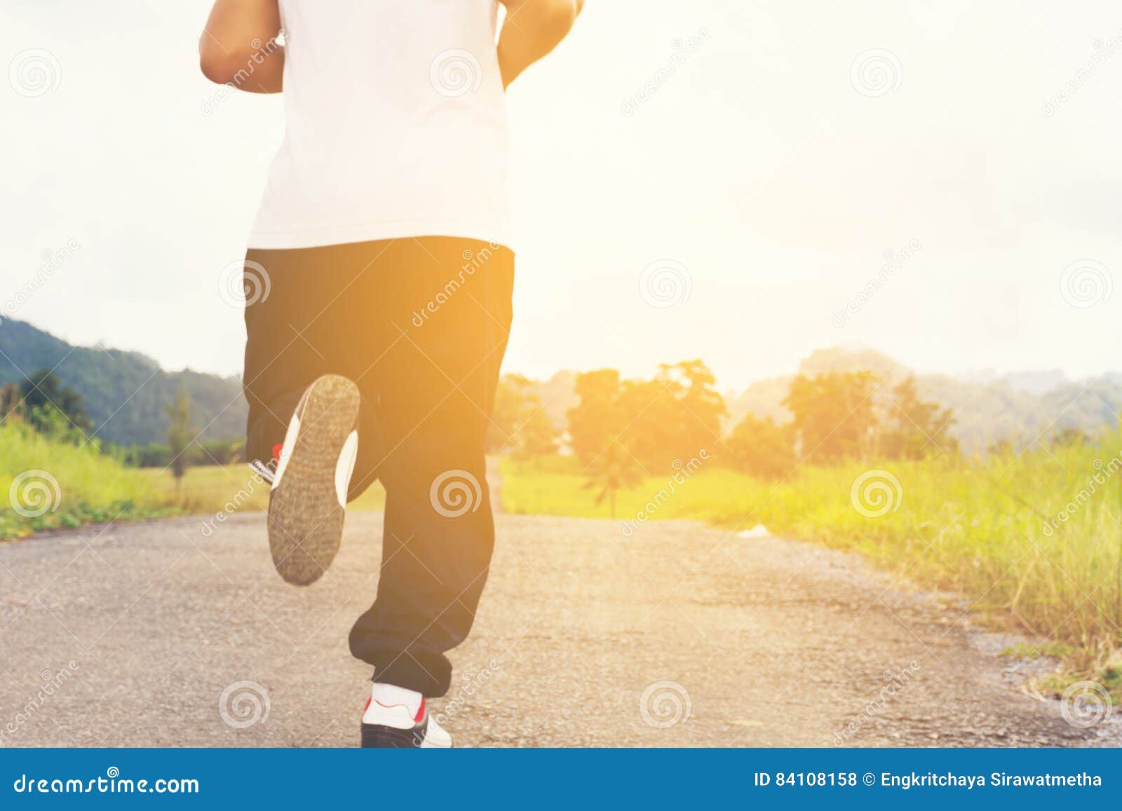 Man Running and Background View.Back of a Man Photo - of fitness, lifestyle: