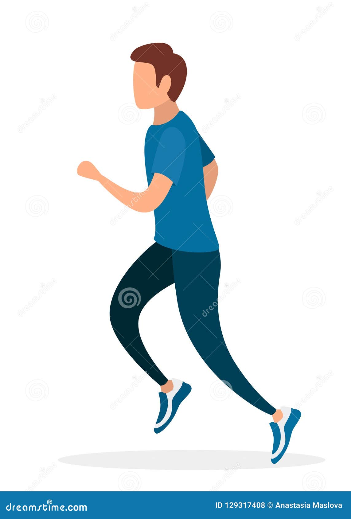 Man Running in Sports Wear. No Face Cartoon Character Design Stock ...