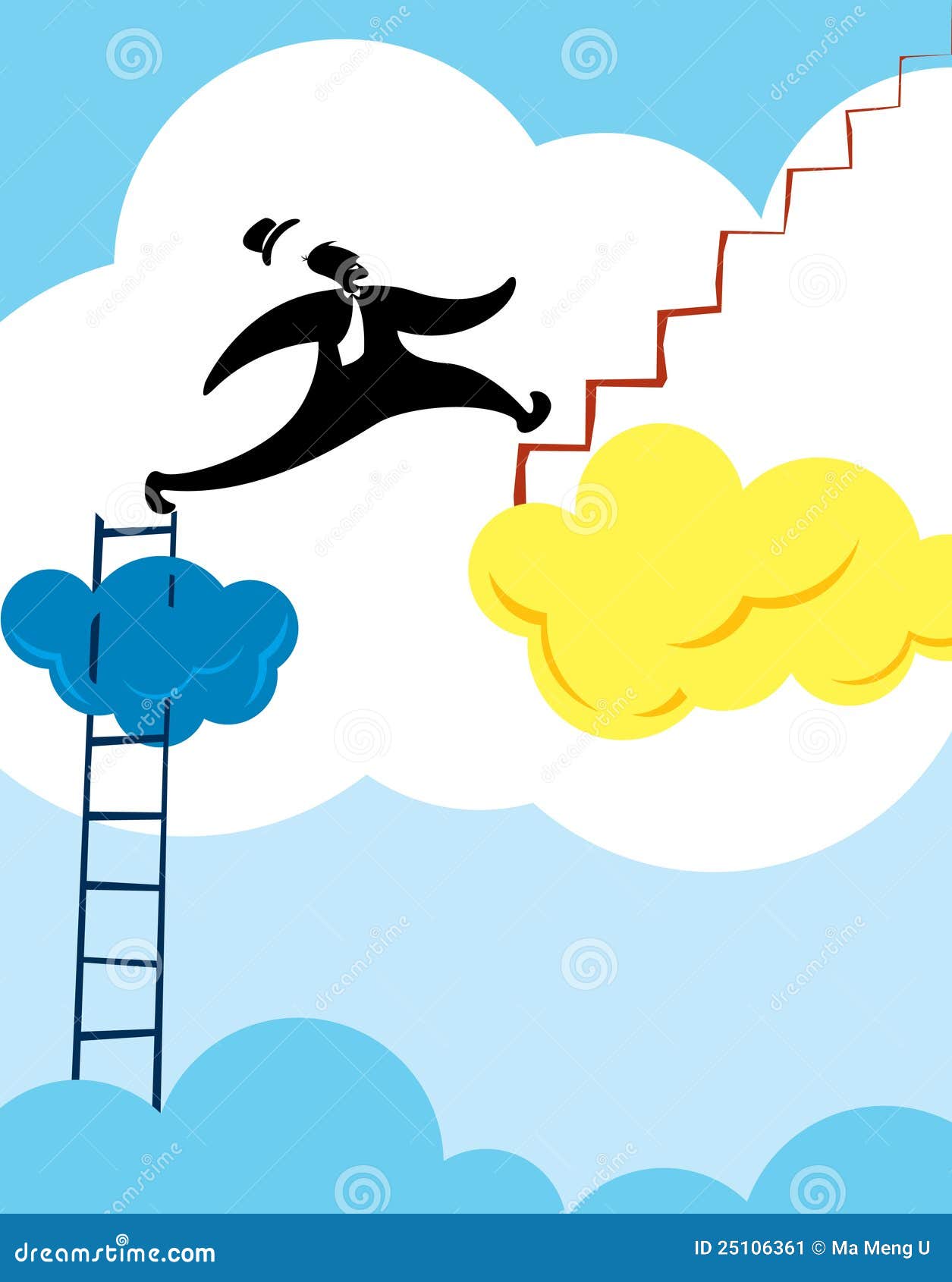 Man running to next level stock vector. Illustration of adversity ...