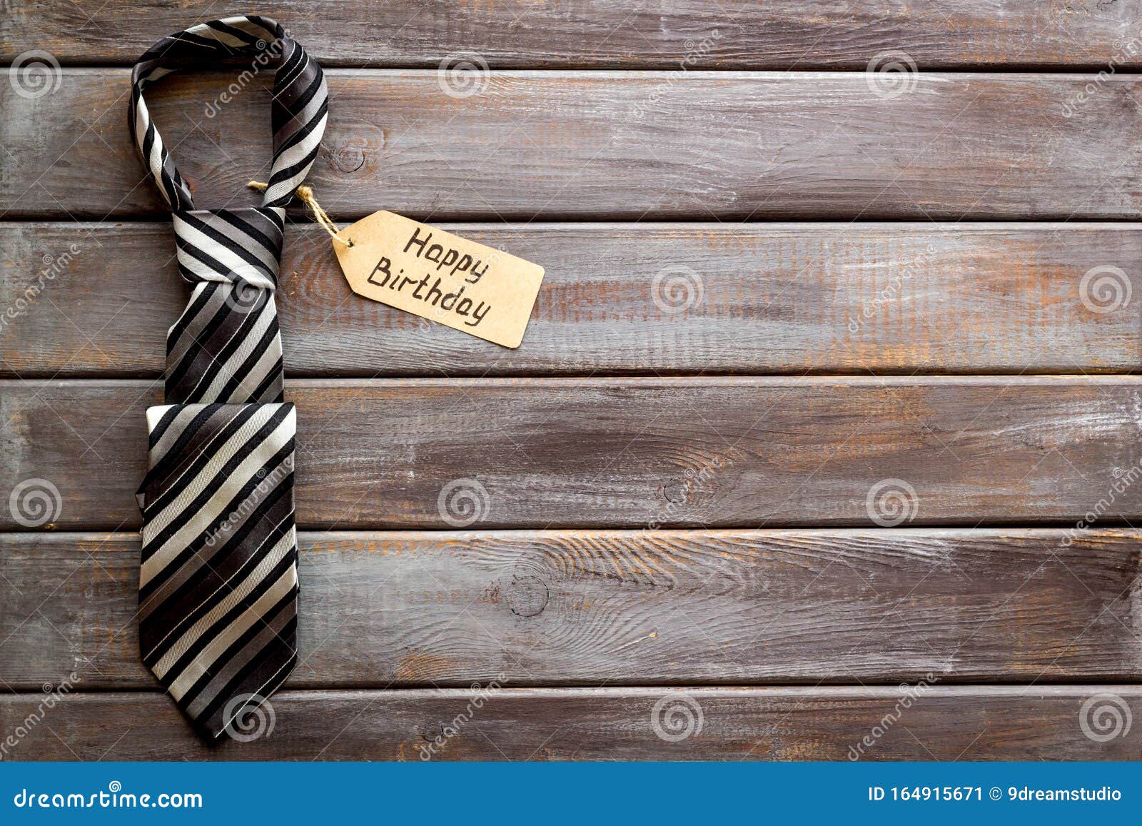 Man`s Birthday Concept. Happy Birthday Text Near Male Tie on Dark ...