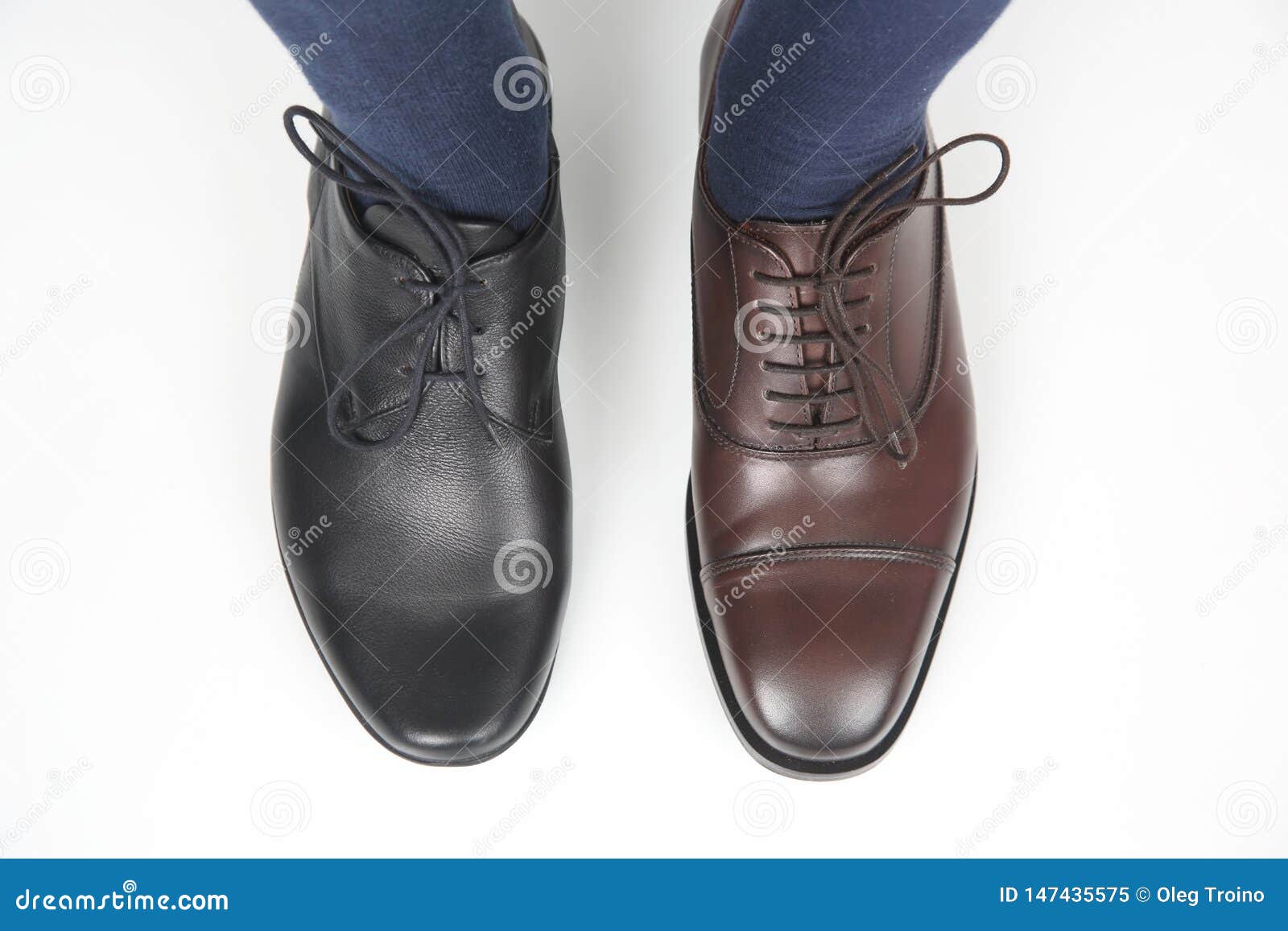 Man`s Feet in Classic Brown and Black Shoes Stock Image - Image of ...