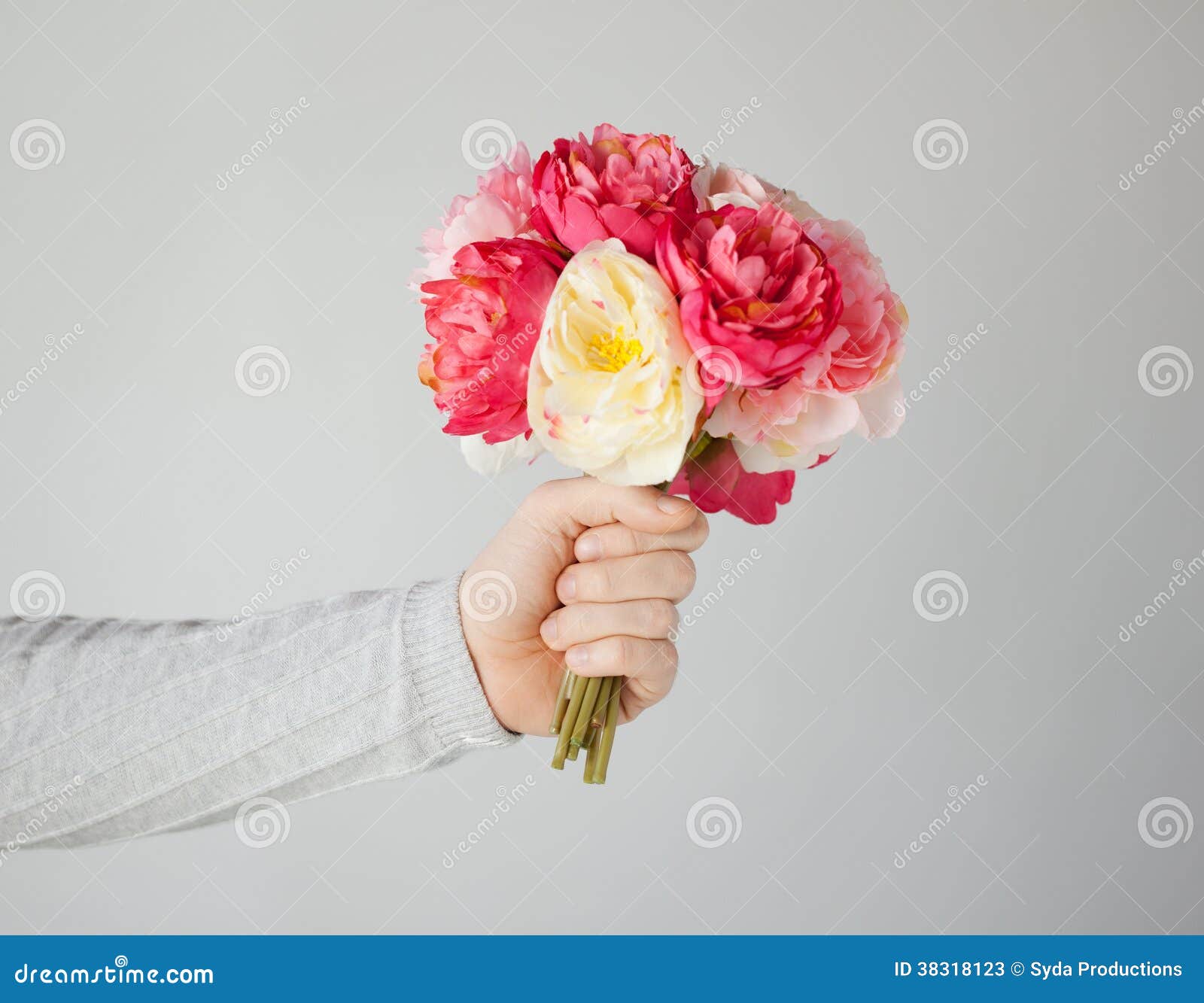 Man S Hand Giving Bouquet of Flowers Stock Image Image of bride
