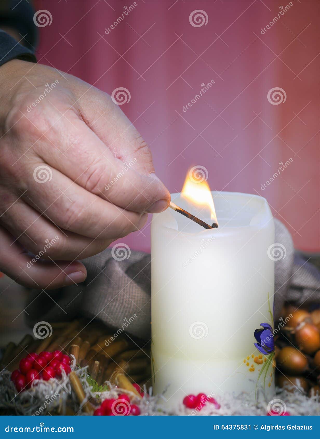 Man S Hand Is Lighting A Candle Stock Image Image of compassion
