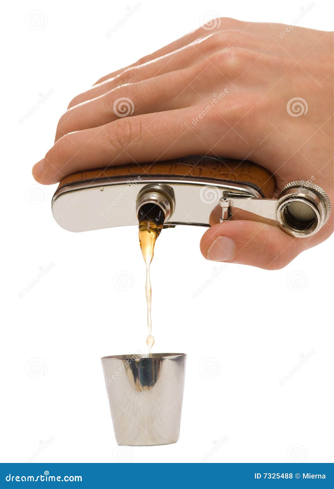 Man S Hand Pouring a Brown Liquid into Metal Cup Stock Photo Image of
