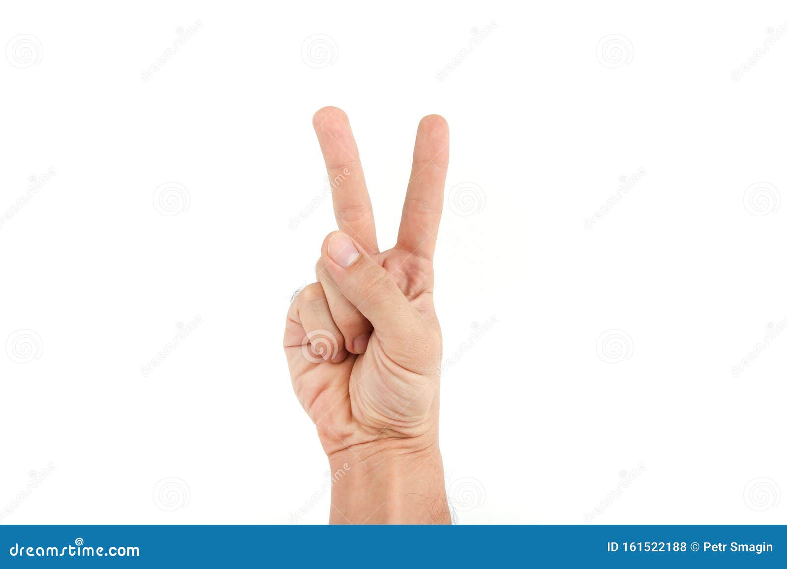 Man`s Hand Shows Two Fingers Stock Photo Image Of Gesture Success