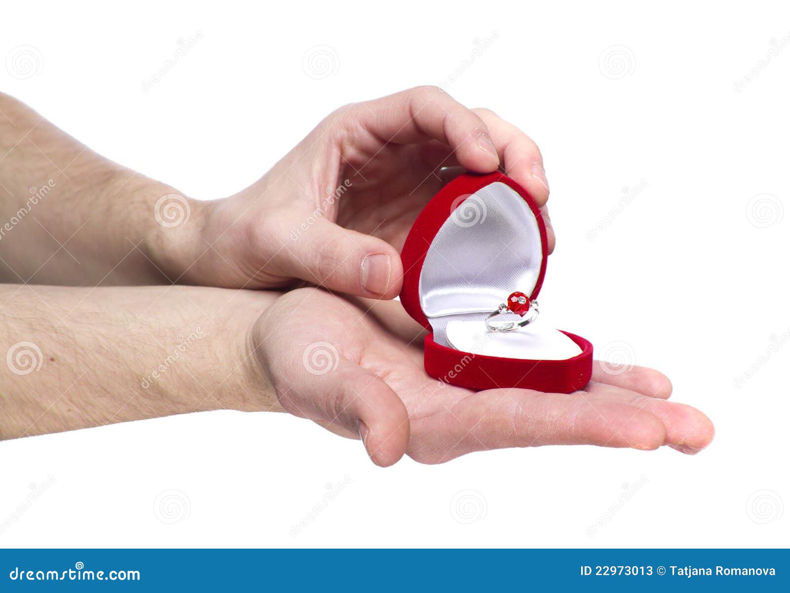 Man S Hands Holding Engagement Ring Stock Image Image of concept
